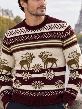 New ASOS Design Knitted Christmas Burgundy Sweater Size XL